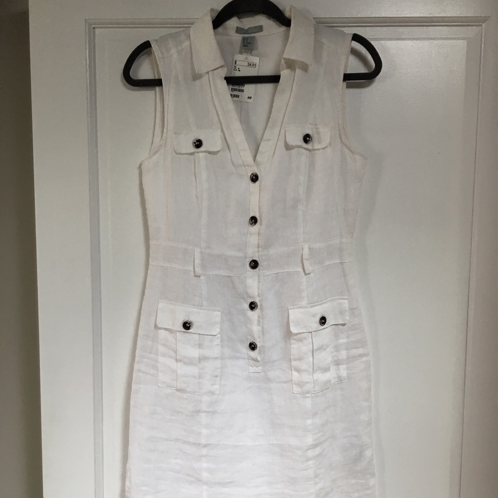 H&M white linen dress - NWT